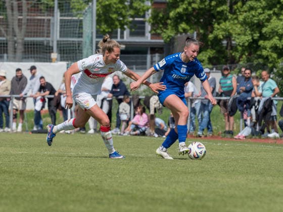 Maxi Rall VfB Stuttgart, 08 , Lana Hubbeling SV Meppen, 18 GER, VfB Stuttgart vs SV Meppen, Football, 2 Womens Bundesliga, Matchday 23, Season 2025 2026, 26 04 2026 GER, VfB Stuttgart vs SV Meppen, Football, 2 Womens Bundesliga, Matchday 23, Season 2025 2026, 26 04 2026 Stuttgart Copyright: xEibner-Pressefoto CarstenxSchwerx EP_CSG