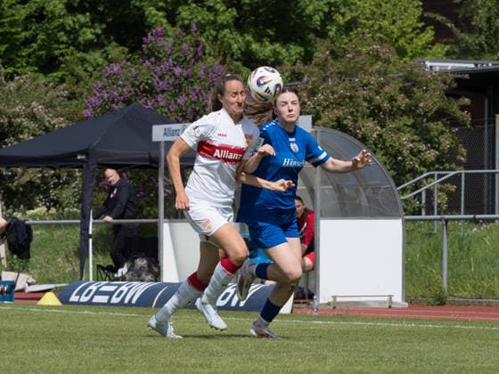 Tamar Dongus VfB Stuttgart, 32 , Marleen Kropp SV Meppen, 09 GER, VfB Stuttgart vs SV Meppen, Football, 2 Womens Bundesliga, Matchday 23, Season 2025 2026, 26 04 2026 GER, VfB Stuttgart vs SV Meppen, Football, 2 Womens Bundesliga, Matchday 23, Season 2025 2026, 26 04 2026 Stuttgart Copyright: xEibner-Pressefoto CarstenxSchwerx EP_CSG