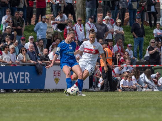 Lana Hubbeling SV Meppen, 18 , Nicole billa VfB Stuttgart, 26 GER, VfB Stuttgart vs SV Meppen, Football, 2 Womens Bundesliga, Matchday 23, Season 2025 2026, 26 04 2026 GER, VfB Stuttgart vs SV Meppen, Football, 2 Womens Bundesliga, Matchday 23, Season 2025 2026, 26 04 2026 Stuttgart Copyright: xEibner-Pressefoto CarstenxSchwerx EP_CSG
