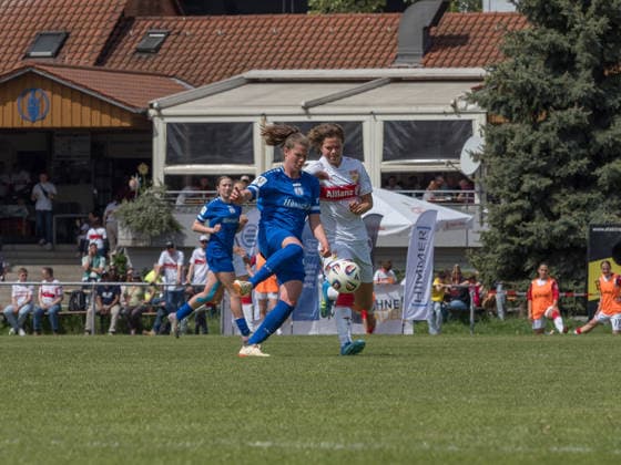 duel Nina Rolfes SV Meppen, 03 against Rosa Rueckert VfB Stuttgart, 11 GER, VfB Stuttgart vs SV Meppen, Football, 2 Womens Bundesliga, Matchday 23, Season 2025 2026, 26 04 2026 GER, VfB Stuttgart vs SV Meppen, Football, 2 Womens Bundesliga, Matchday 23, Season 2025 2026, 26 04 2026 Stuttgart Copyright: xEibner-Pressefoto CarstenxSchwerx EP_CSG