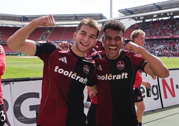 26 04 2026 Soccer season 2025 2026 2 Soccer Bundesliga 31 Matchday 1 FC Nürnberg FCN Club 1 FC Magdeburg FCM Sportfoto Zink DaMa xdaxmax DFL regulations prohibit any use of photographs as image sequences and or quasi video only for editorial use Jubel Freude nach Spielende
