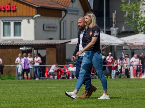 Lisa Lang VfB Stuttgart , Manager Sports Organization Womens Football and Sascha Glass VfB Stuttgart, General Manager Womens Football GER, VfB Stuttgart vs SV Meppen, Football, 2 Womens Bundesliga, Matchday 23, Season 2025 2026, 26 04 2026 GER, VfB Stuttgart vs SV Meppen, Football, 2 Womens Bundesliga, Matchday 23, Season 2025 2026, 26 04 2026 Stuttgart Copyright: xEibner-Pressefoto CarstenxSchwerx EP_CSG