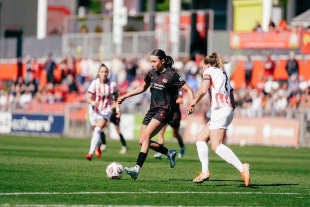 26.04.26, Women, Football, Google Pixel Frauen Bundesliga, Season 2025 2026, Bayer 04 Leverkusen - SC Freiburg, Matchday 23 Loreen Bender 19 von Bayer 04 Leverkusen dribbling Leverkusen Ulrich-Haberland-Stadion NRW Deutschland