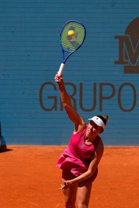 April 26, 2026, Madrid, Madrid, Spain: Elise Mertens of Belgium in action against Karolina Pliskova of Czech Republic during the Mutua Madrid Open 2026, ATP, Tennis Herren Masters 1000 and WTA, Tennis Damen 1000, at La Caja Magica on April 26, 2026 in Madrid, Spain. Mutua Madrid Open 2026 - Day 7 - ZUMAa181 20260426_zaa_a181_180 Copyright: xDennisxAgyemanx