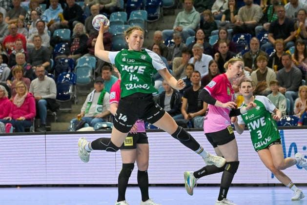 Marie Steffen VfL Oldenburg, 14 throws VfL Oldenburg vs SV Union Halle Neustadt, ALSCO Handball Bundesliga Women, Playoffs, 2 Matchday, Season 2025 2026, 25 04 2026, VfL Oldenburg vs SV Union Halle Neustadt, ALSCO Handball Bundesliga Women, Playoffs, 2 Matchday, Season 2025 2026, 25 04 2026 Oldenburg Copyright: xEibner-Pressefoto RobertxGertzenx EP_RGN