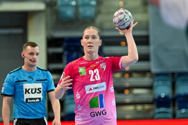 Marie Polakova SV Union Halle Neustadt, 23 VfL Oldenburg vs SV Union Halle Neustadt, ALSCO Handball Bundesliga Women, Playoffs, 2 Matchday, Season 2025 2026, 25 04 2026, VfL Oldenburg vs SV Union Halle Neustadt, ALSCO Handball Bundesliga Women, Playoffs, 2 Matchday, Season 2025 2026, 25 04 2026 Oldenburg Copyright: xEibner-Pressefoto RobertxGertzenx EP_RGN