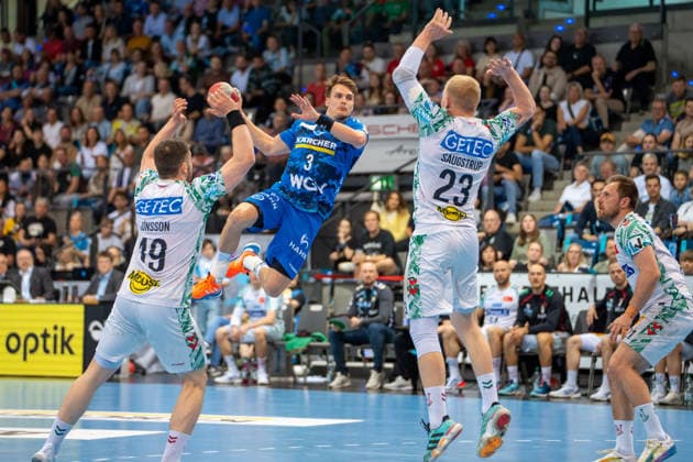 Handball I Men I Season 2025 2026 I Bundesliga I 29 Matchday I TVB Stuttgart SC Magdeburg I 26 04 2026 Max Häfner 3, TVB Stuttgart im Wurf Stuttgart Porsche Arena Baden Württemberg Germany Copyright: xLobeca MaxxPetershansx