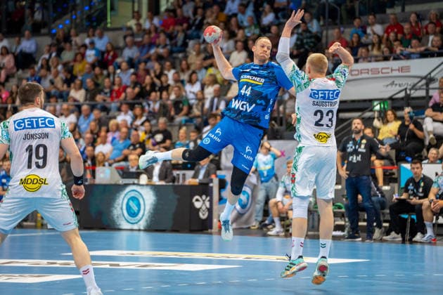 Handball I Men I Season 2025 2026 I Bundesliga I 29 Matchday I TVB Stuttgart SC Magdeburg I 26 04 2026 Lenny Rubin 44, TVB Stuttgart im Wurf Stuttgart Porsche Arena Baden Württemberg Germany Copyright: xLobeca MaxxPetershansx