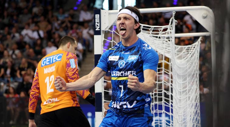 26 04 2026 Stuttgart, Handball TVB Stuttgart vs SC Magdeburg, Kasper Thorsen Lien TVB cheers