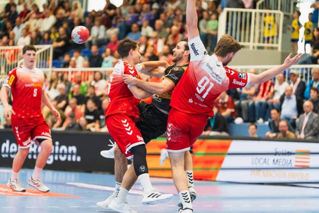 Sebastian Greß HC Elbflorenz 2006, 25 at Rueckwaertspass TuSEM Essen vs HC Elbflorenz Dresden, Handball, 2 HBL, 29 Matchday, Season 2025 26, 26 04 2026, TuSEM Essen vs HC Elbflorenz Dresden, Handball, 2 HBL, 29 Matchday, Season 2025 26, 26 04 2026 Essen Copyright: xEibner-Pressefoto LukasxBaldygax EP_LBA