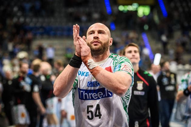 Oscar Bergendahl SC Magdeburg 54 Joy, cheers, applause for the fans after away win against TVB Stuttgart GER, TVB Stuttgart SC Magdeburg, DAIKIN HBL, Handball, Bundesliga, Matchday 29, Season 2025 2026, 26 04 2026 GER, TVB Stuttgart SC Magdeburg, DAIKIN HBL, Handball, Bundesliga, Matchday 29, Season 2025 2026, 26 04 2026 Stuttgart Copyright: xSandyxDinkelackerx EP_SDR