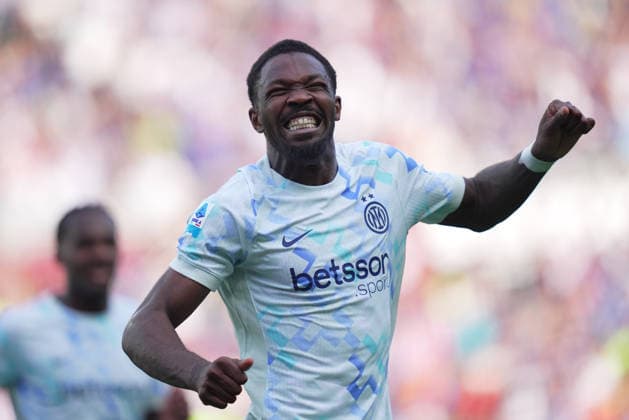 Inter Milan s Marcus Thuram celebrates after goal 0-1 during the Serie A soccer match between Torino and Inter at the Grande Torino Stadium in Turin , north Italy - Sunday , April 26 , 2026. - Soccer .  Copyright: xSpada LaPressex