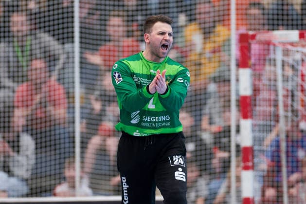 26 04 2026, 29 Matchday of the 2 Handball Bundesliga, TuSEM Essen HC Elbflorenz 2006 Goalkeeper Marino Mallwitz HC Elbflorenz 2006 Essen Am Hallo NRW Germany xRHR PHOTO DEx Copyright: DennisxEwert RHR-FOTOx RHR-FOTO DE