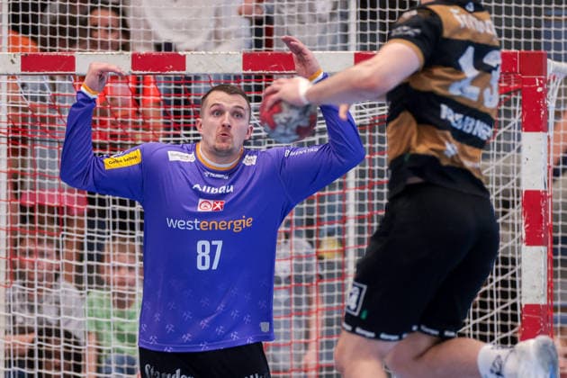 26 04 2026, 29 Matchday of the 2 Handball Bundesliga, TuSEM Essen HC Elbflorenz 2006 Goalkeeper Dominik Plaue TuSEM Essen Essen Am Hallo NRW Germany xRHR PHOTO DEx Copyright: DennisxEwert RHR-FOTOx RHR-FOTO DE
