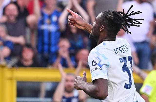 April 26, 2026, Turin, Italy: Inter s Yann Bissek celebrates after scoring during the italian Serie A soccer match Torino FC vs Inter FC at the Olimpico Grande Torino Stadium in Turin, Italy, 26 April 2026 ANSA ALESSANDRO DI MARCO. Serie A: Torino FC Vs Inter FC  - ZUMAa110 20260426_zaf_a110_029 Copyright: xAlessandroxDixMarcox