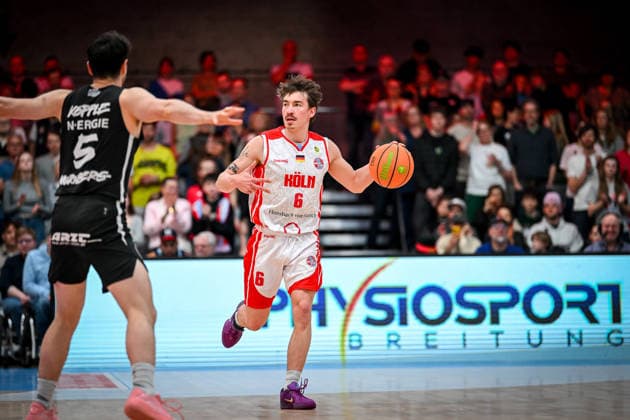 Barmer 2 Basketball Bundesliga ProA Rheinstars Köln vs Nürnberg Falcons BC, 26 04 2026 Jasper Günther RheinStarsKöln 6 , Barmer 2 Basketball Bundesliga ProA Rheinstars Köln vs Nürnberg Falcons BC on 26 04 2026 at Motorworld Köln in Cologne North Rhine-Westphalia Copyright: xBEAUTIFULxSPORTS Mueller-Laschetx