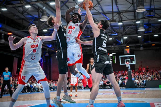 Barmer 2 Basketball Bundesliga ProA Rheinstars Köln vs Nürnberg Falcons BC, 26 04 2026 Michael Jordan Miller RheinStarsKöln 23 , Barmer 2 Basketball Bundesliga ProA Rheinstars Köln vs Nürnberg Falcons BC on 26 04 2026 at Motorworld Köln in Cologne North Rhine-Westphalia Copyright: xBEAUTIFULxSPORTS Mueller-Laschetx