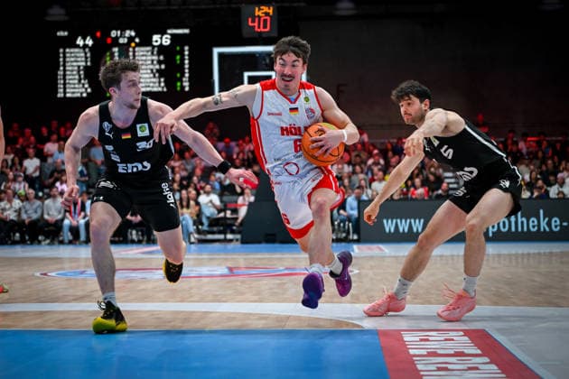Barmer 2 Basketball Bundesliga ProA Rheinstars Köln vs Nürnberg Falcons BC, 26 04 2026 Jasper Günther RheinStarsKöln 6 , Barmer 2 Basketball Bundesliga ProA Rheinstars Köln vs Nürnberg Falcons BC on 26 04 2026 at Motorworld Köln in Cologne North Rhine-Westphalia Copyright: xBEAUTIFULxSPORTS Mueller-Laschetx