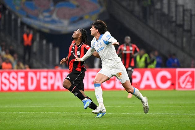 Olympique de Marseille v OGC Nice - Ligue 1 McDonald s 2025 2026 11 Elye WAHI (ogcn) - 05 Leonardo Julian BALERDI ROSA (om) during the Ligue 1 McDonald s match between Marseille and Nice at Stade Velodrome on April 26, 2026 in Marseille, France. Marseille France  Copyright: xFEPx 776348370