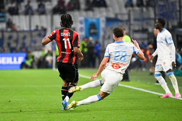 Olympique de Marseille v OGC Nice - Ligue 1 McDonald s 2025 2026 28 Benjamin PAVARD (om) - 11 Elye WAHI (ogcn) during the Ligue 1 McDonald s match between Marseille and Nice at Stade Velodrome on April 26, 2026 in Marseille, France. Marseille France  Copyright: xFEPx 776348370