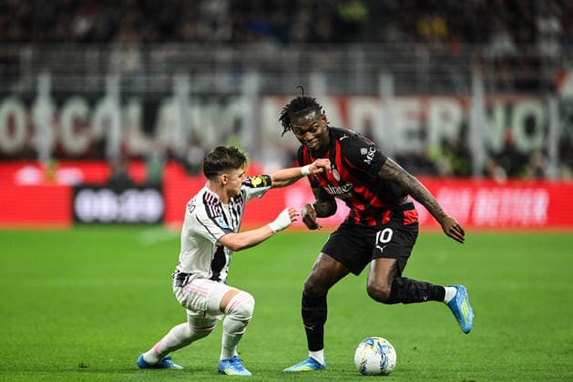 Rafael Leao of AC Milan in action during the Italian Serie A football match between Inter AC Milan and FC Juventus on 26 of April 2026 at Giuseppe Meazza San Siro Siro stadium in Milan, Italy. Credit: Tiziano Ballabio  Copyright: xTizianoxBallabio IPAxSportx xipa-agency.netx xx IPA_74256456 IPA_Agency_IPA74256456