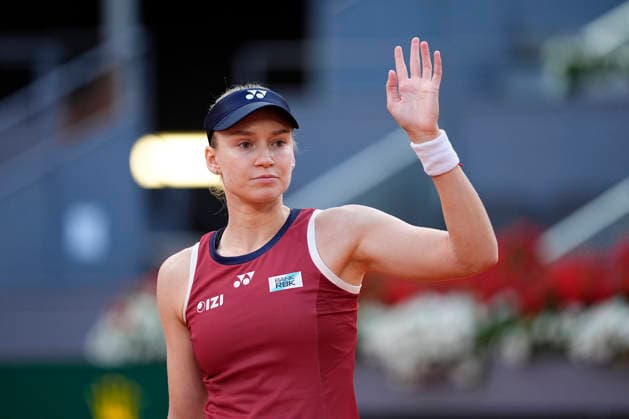 April 26, 2026, Madrid, Madrid, Spain: Elena Rybakina of Kazakhstan plays against Qinwen Zheng of China during the Mutua Madrid Open 2026, ATP, Tennis Herren Masters 1000 and WTA, Tennis Damen 1000, at La Caja Magica on April 26, 2026 in Madrid, Spain. Madrid Spain - ZUMAa181 20260426_zaa_a181_613 Copyright: xOscarxJ.xBarrosox