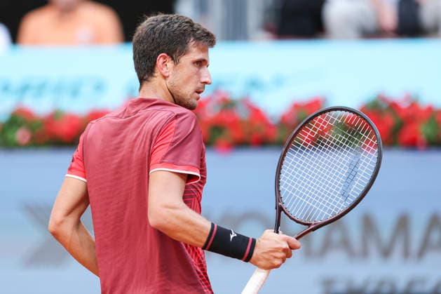 April 26, 2026, Madrid, Madrid, Spain: Vit Kopriva of Czech Republic reacts against Arthur Rinderknech of France during the Mutua Madrid Open 2026, ATP, Tennis Herren Masters 1000 and WTA, Tennis Damen 1000, at La Caja Magica on April 26, 2026 in Madrid, Spain. Madrid Spain - ZUMAa181 20260426_zaa_a181_492 Copyright: xIrinaxR.xHipolitox