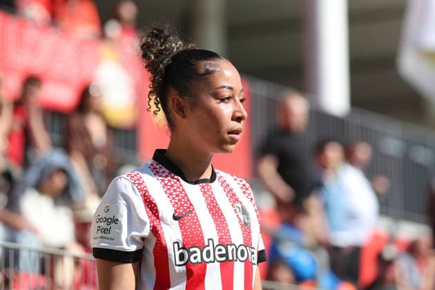 Nicole Ojukwu SC Freiburg looks on during the Woman Bundesliga match between Bayer 04 Leverkusen and SC Freiburg, Ulrich Haberland Stadion on April 26, 2026 in Leverkusen, Germany Photo by Oliver Kaelke DeFodi Images Nicole Ojukwu SC Freiburg looks on during the Woman Bundesliga match between Bayer 04 Leverkusen and SC Freiburg at Ulrich Haberland Stadion on April 26, 2026 in Leverkusen, Germany Photo by Oliver Kaelke DeFodi Images DFL regulations prohibit any use of photographs as image sequences and or quasi video Photo by Oliver Kaelke DeFodi Images