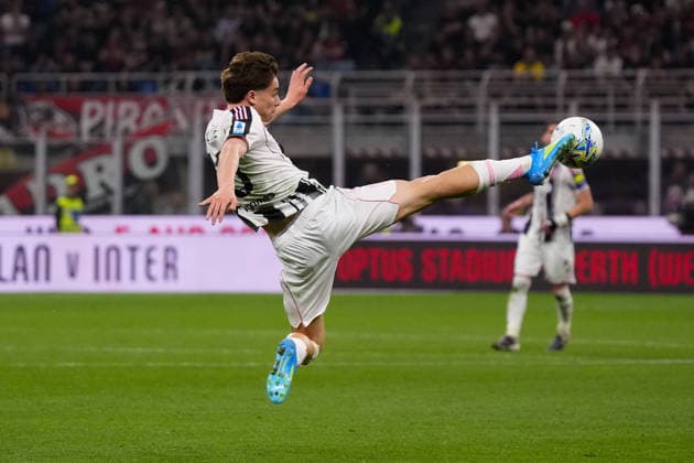 Juventus™s Kenan Yildiz during the Serie A soccer match between Milan and Juventus at the Giuseppe Meazza stadium in Milano, north Italy - April 26, 2026 - Soccer.  Copyright: xAlessioxMorgese LaPressex