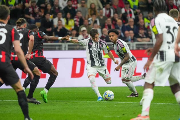 Juventus™s Francisco Conceicao during the Serie A soccer match between Milan and Juventus at the Giuseppe Meazza stadium in Milano, north Italy - April 26, 2026 - Soccer.  Copyright: xAlessioxMorgese LaPressex