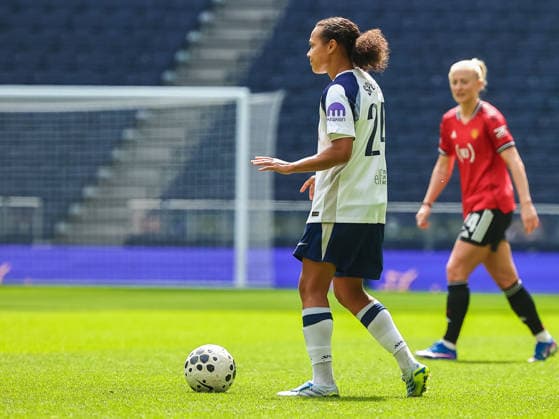 LONDON, ENGLAND - APRIL 26: Drew Spence of Tottenham during the Barclays Womens Super League match between Tottenham Hotspur and Manchester United, ManU at Tottenham Hotspur Stadium on April 26, 2026 in London, England. Copyright: xJodyxDemayx-xDaviesx xSPPx Sportspressphoto_SPR137374