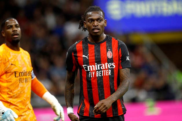 MILAN, ITALY - APRIL 26: Rafael Leao of AC Milan looks on ,during the Serie A match between AC Milan and Juventus FC at Giuseppe Meazza Stadium on April 26, 2026 in Milan, Italy.  Copyright: xMBxMediax