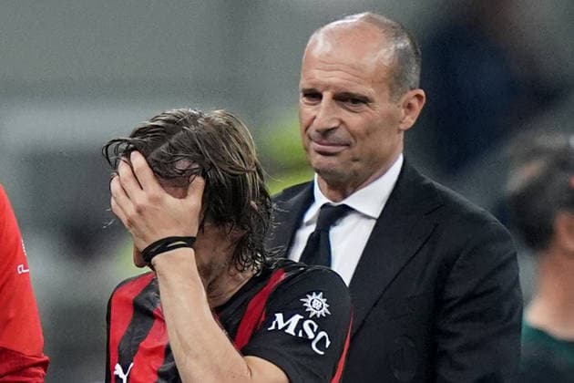 AC Milan s Luka Modric injured , AC Milan™s head coach Massimiliano Allegri during the Serie A soccer match between Milan and Juventus at the San Siro Stadium in Milan , north Italy - Saturday , April 26 , 2026. - Soccer .  Copyright: xSpada LaPressex
