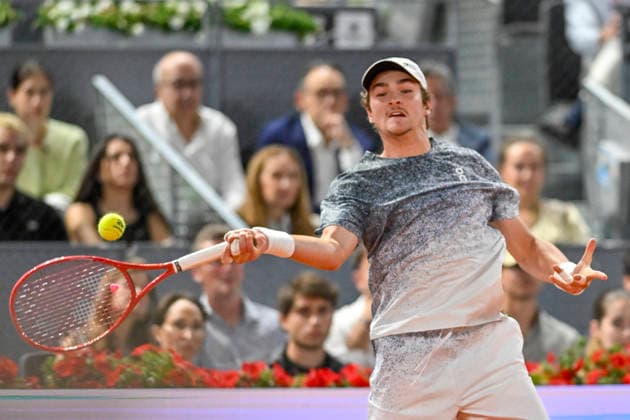 April 26, 2026, Madrid, Madrid, Spain: JOAO FONSECA of Brazil during the Mutua Madrid Open 2026, ATP, Tennis Herren Masters 1000 and WTA, Tennis Damen 1000 tennis tournament, celebrated at Caja Magica on April 26, 2026 in Madrid, Spain. Mutua Madrid Open 2026 - Day 7 (04.26.26) - ZUMAc312 20260426_zsp_c312_268 Copyright: xOscarxManuelxSanchezx