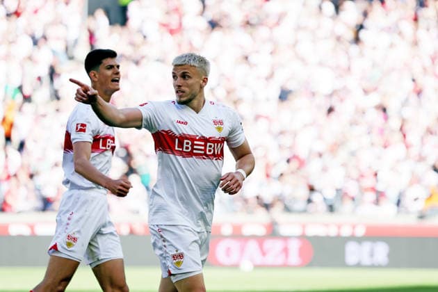 26.04.26 VfB Stuttgart - SV Werder Bremen Deutschland, Stuttgart, 26.04.2026, Fussball, Bundesliga, Saison 2025 2026, VfB Stuttgart - SV Werder Bremen: Ermedin Demirovic (VfB Stuttgart); Jubel Tor 1:1 Demirovic. *** 26 04 26 VfB Stuttgart SV Werder Bremen Germany, Stuttgart, 26 04 2026, Football, Bundesliga, Season 2025 2026, VfB Stuttgart SV Werder Bremen Ermedin Demirovic VfB Stuttgart Jubel Tor 1 1 Demirovic