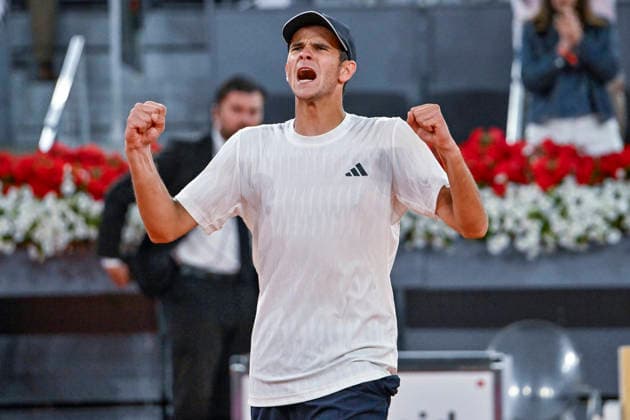 April 27, 2026, Madrid, Madrid, Spain: RAFAEL JODAR of Spain †ADIDAS celebrating the team s victory the Mutua Madrid Open 2026, ATP, Tennis Herren Masters 1000 and WTA, Tennis Damen 1000 tennis tournament, celebrated at Caja Magica on April 26, 2026 in Madrid, Spain. Mutua Madrid Open 2026 - Day 7 (04.26.26) - ZUMAc312 20260427_zsp_c312_010 Copyright: xOscarxManuelxSanchezx