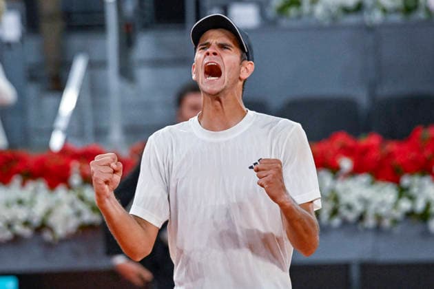 April 27, 2026, Madrid, Madrid, Spain: RAFAEL JODAR of Spain †ADIDAS celebrating the team s victory the Mutua Madrid Open 2026, ATP, Tennis Herren Masters 1000 and WTA, Tennis Damen 1000 tennis tournament, celebrated at Caja Magica on April 26, 2026 in Madrid, Spain. Mutua Madrid Open 2026 - Day 7 (04.26.26) - ZUMAc312 20260427_zsp_c312_007 Copyright: xOscarxManuelxSanchezx