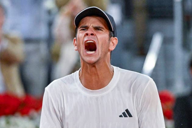 April 27, 2026, Madrid, Madrid, Spain: RAFAEL JODAR of Spain †ADIDAS celebrating the team s victory the Mutua Madrid Open 2026, ATP, Tennis Herren Masters 1000 and WTA, Tennis Damen 1000 tennis tournament, celebrated at Caja Magica on April 26, 2026 in Madrid, Spain. Mutua Madrid Open 2026 - Day 7 (04.26.26) - ZUMAc312 20260427_zsp_c312_004 Copyright: xOscarxManuelxSanchezx