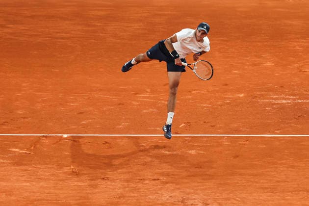 April 27, 2026, Madrid, Madrid, Spain: Rafael Jodar of Spain plays against Joao Fonseca of Brazil during the Mutua Madrid Open 2026, ATP, Tennis Herren Masters 1000 and WTA, Tennis Damen 1000, at La Caja Magica on April 26, 2026 in Madrid, Spain. Mutua Madrid Open 2026 - Day 7 - ZUMAa181 20260427_zaa_a181_034 Copyright: xIrinaxR.xHipolitox