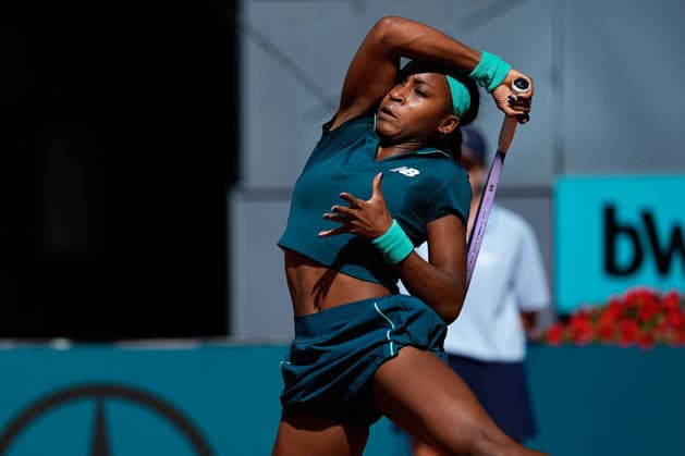 April 26, 2026, Madrid, Madrid, Spain: Coco Gauff of USA in action against Sorana Cirstea of Romania during the Mutua Madrid Open 2026, ATP, Tennis Herren Masters 1000 and WTA, Tennis Damen 1000, at La Caja Magica on April 26, 2026 in Madrid, Spain. Madrid Spain - ZUMAa181 20260426_zaa_a181_051 Copyright: xDennisxAgyemanx