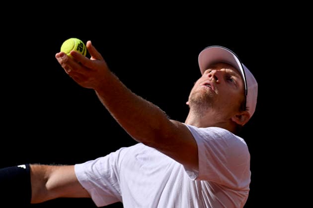 April 27, 2026, Madrid, Madrid, Spain: ALEJANDRO DAVIDOVICH of spain - ADIDAS serves to CASPER RUUD of norway - YONEX during the Mutua Madrid Open 2026, ATP, Tennis Herren Masters 1000 and WTA, Tennis Damen 1000 tennis tournament, celebrated at Caja Magica on April 26, 2026 in Madrid, Spain. Mutua Madrid Open 2026 - Day 8 (04.27.26) - ZUMAc312 20260427_zsp_c312_033 Copyright: xOscarxManuelxSanchezx