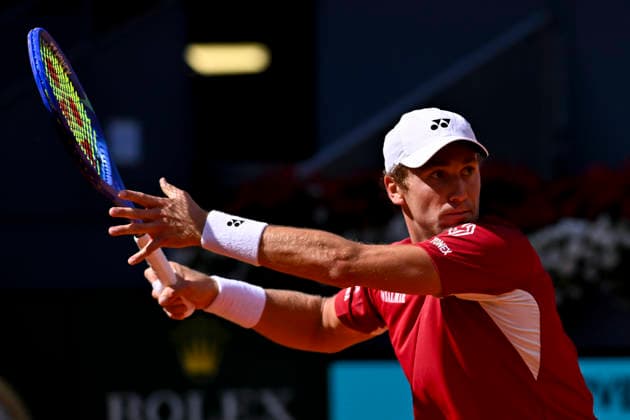 April 27, 2026, Madrid, Madrid, Spain: CASPER RUUD of norway - YONEX during the Mutua Madrid Open 2026, ATP, Tennis Herren Masters 1000 and WTA, Tennis Damen 1000 tennis tournament, celebrated at Caja Magica on April 26, 2026 in Madrid, Spain. Mutua Madrid Open 2026 - Day 8 (04.27.26) - ZUMAc312 20260427_zsp_c312_071 Copyright: xOscarxManuelxSanchezx
