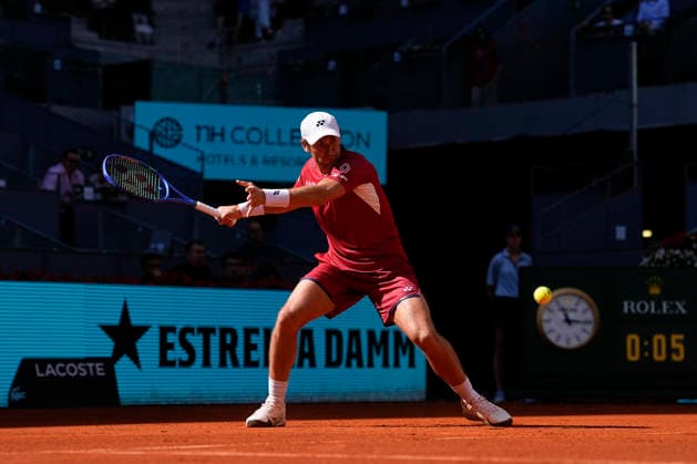 April 27, 2026, Madrid, Madrid, Spain: Casper Ruud of Norway plays against Alejandro Davidovich Fokina of Spain during the Mutua Madrid Open 2026, ATP, Tennis Herren Masters 1000 and WTA, Tennis Damen 1000, at La Caja Magica on April 27, 2026 in Madrid, Spain. Madrid Spain - ZUMAa181 20260427_zaa_a181_063 Copyright: xOscarxJ.xBarrosox