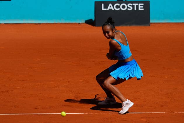April 27, 2026, Madrid, Madrid, Spain: Leylah Fernandez of Canada in action against Ann Li of USA during the Mutua Madrid Open 2026, ATP, Tennis Herren Masters 1000 and WTA, Tennis Damen 1000, at La Caja Magica on April 27, 2026 in Madrid, Spain. Mutua Madrid Open 2026 - Day 8 - ZUMAa181 20260427_zaa_a181_084 Copyright: xDennisxAgyemanx