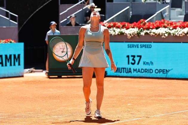 Aryna Sabalenka (BLR), APRIL 27, 2026 - Tennis : Aryna Sabalenka regret after point loss during singles round of 16 match against Naomi Osaka on the WTA, Tennis Damen tour 1000 tournaments Mutua Madrid Open tennis tournament at the Caja Magica in Madrid, Spain. Noxthirdxpartyxsales  aflo_328468829
