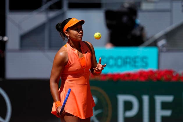 April 27, 2026, Madrid, Madrid, Spain: Naomi Osaka of Japan plays against Aryna Sabalenka of Belarus during the Mutua Madrid Open 2026, ATP, Tennis Herren Masters 1000 and WTA, Tennis Damen 1000, at La Caja Magica on April 27, 2026 in Madrid, Spain. Madrid Spain - ZUMAa181 20260427_zaa_a181_116 Copyright: xOscarxJ.xBarrosox