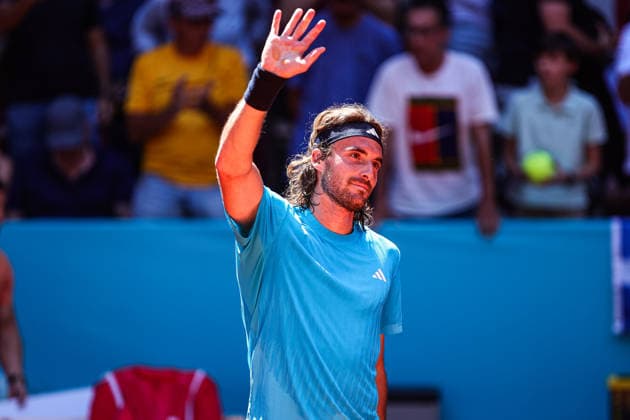 Mutua Madrid Open 2026 - Day 8 Stefanos Tsitsipas of Greece celebrates during his Men s Singles match against Daniel Merida of Spain on Day Eight of the Mutua Madrid Open at La Caja Magica on April 27, 2026, in Madrid, Spain. Madrid Madrid Spain  Copyright: xMiguelxReisx originalFilename:reis-notitle260427_npRNN.jpg