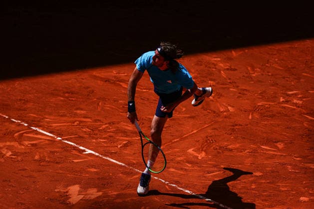 Mutua Madrid Open 2026 - Day 8 Stefanos Tsitsipas of Greece competes against Daniel Merida of Spain during their Men s Singles match on Day Eight of the Mutua Madrid Open at La Caja Magica on April 27, 2026, in Madrid, Spain. Madrid Madrid Spain  Copyright: xMiguelxReisx originalFilename:reis-notitle260427_np1Lx.jpg