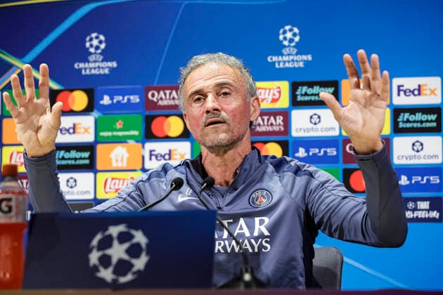 Paris, France April 27 Paris Saint Germain Head Coach Luis Enrique talks during the training session press conference on day ahead of the UEFA Champions League 2025 26 Semi Final First Leg match between Paris Saint Germain and FC Bayern Munchen at Parc des Princes on April 27, 2026 in Paris, France Photo by JustPictures Paris Parc des Princes France Copyright: x x2026xEurasiaxSportxImagesx jp-en-EuSpIm-AB6_PSG_Pressconf_27Apr2026_PR706