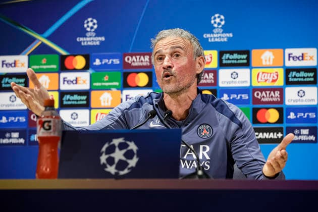 Paris, France April 27 Paris Saint Germain Head Coach Luis Enrique talks during the training session press conference on day ahead of the UEFA Champions League 2025 26 Semi Final First Leg match between Paris Saint Germain and FC Bayern Munchen at Parc des Princes on April 27, 2026 in Paris, France Photo by JustPictures Paris Parc des Princes France Copyright: x x2026xEurasiaxSportxImagesx jp-en-EuSpIm-AB6_PSG_Pressconf_27Apr2026_PR557